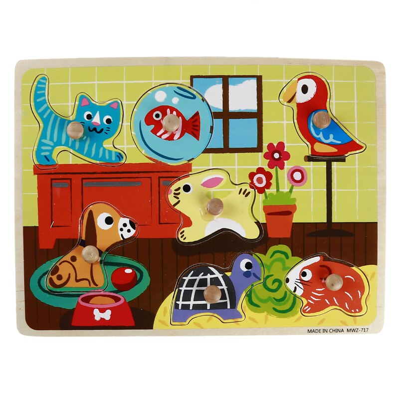 Baby Speelgoed Houten 3d Puzzel Cartoon Dier Intelligentie Kinderen Educatief Brain Teaser Kinderen Animal Zoo Learning Jigsaw