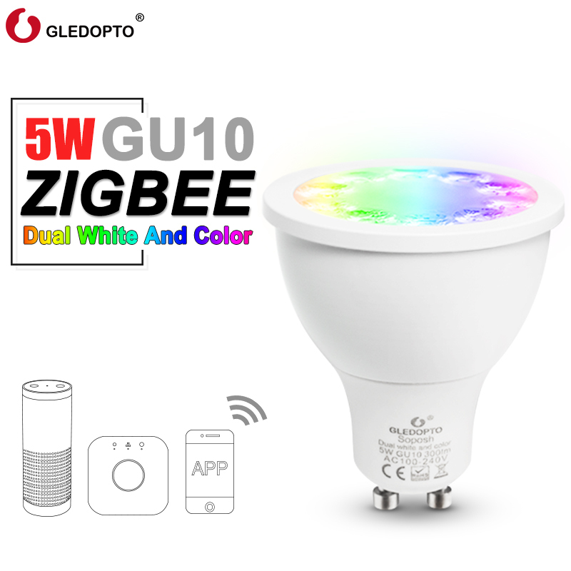 Zigbee Rgb + Cct 5W GU10 Smart Led Spotlight Smart Home AC100-240V Kleurverandering Led Dual Licht Baterry Spotlight spotlight Kleur