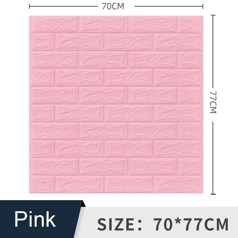 1PCS Self Adhesive Foam Wallpaper Waterproof 3D Brick Wall Panel Living Room Brick Stickers Bedroom Kid Brick Papers Home Decor: Pink