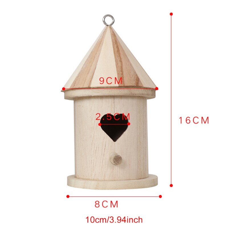 Natural Wooden Bird House Hanging Nest Outdoor Garden Cage Outdoor Resting Place Shelter Habitat for Small Bird