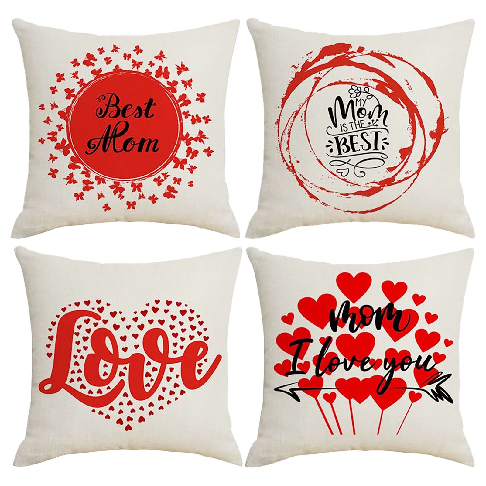 Moederdag Sierkussen Covers Set Van 4 Decoratieve Katoen Linnen Kussen Case 45X45Cm Soft Gedrukt kussensloop Kantoor Groothandelaren: B