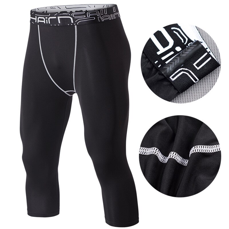 Compression tights man 3/4 Pants Jogging Outdoors Fitness leggings sportswear Training gymCropped trousers Basketball leggings