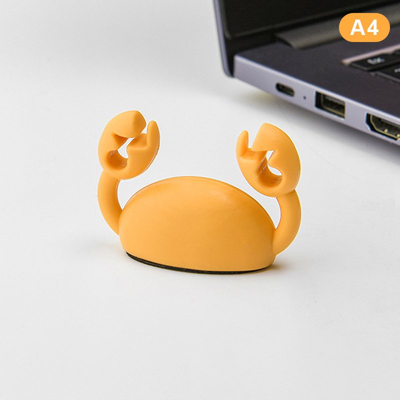 Cute Crab Cable Organizer Clip Data Cable Stand Mobile Phone Charging Cable Organizers Fixer Desk Self-Adhesive Wire Tidy Holder: green