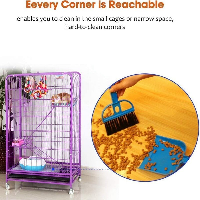 Mini Stof Pan En Borstel Set Voor Cavia Speelgoed, Hamster Cleaner Egel Benodigdheden, kleine Bezem En Stof Stof Voor Hamster Beddin