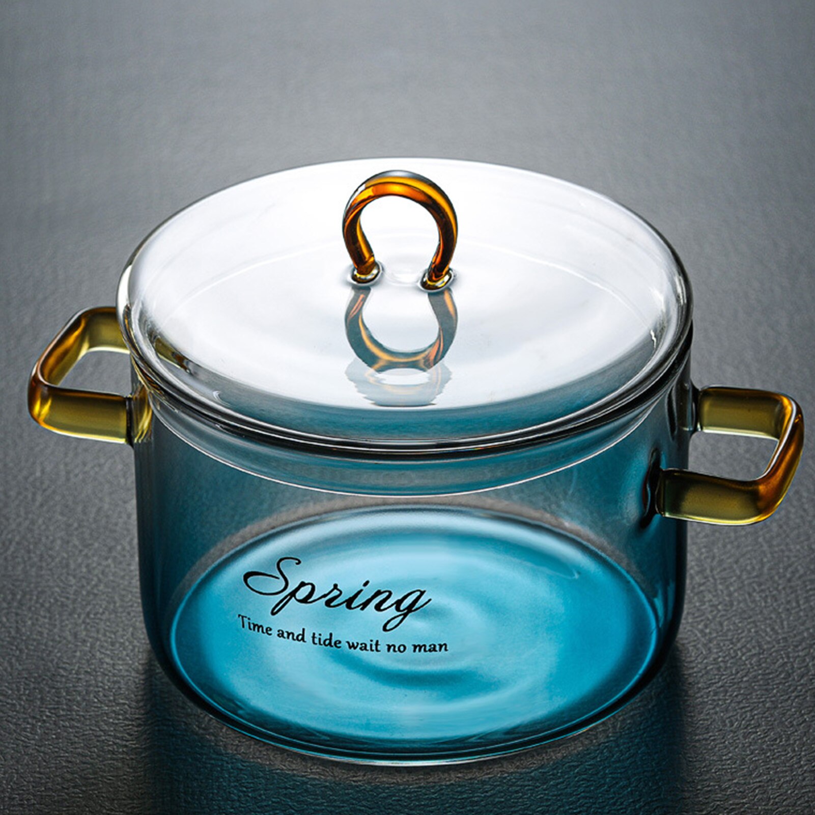 900ML Glass Soup Pot Transparent Pot Heat-resistant Porridge Noodles Pot With Lid Glass Bowl Household Kitchen Cooking Tools