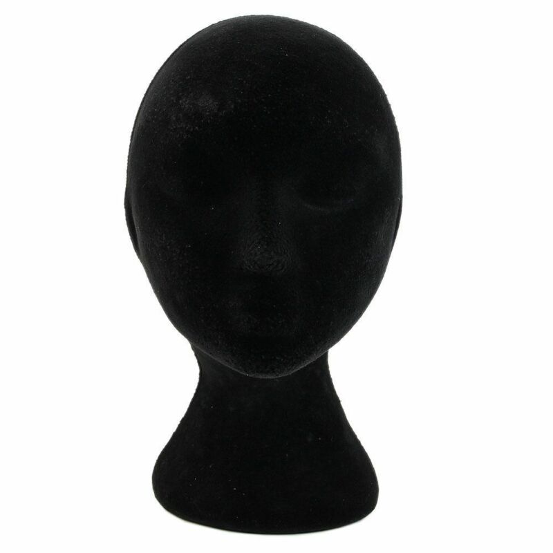 Mannlig fomale styrofoam skum mannequin dukkehode modell parykker briller vise stativ svart