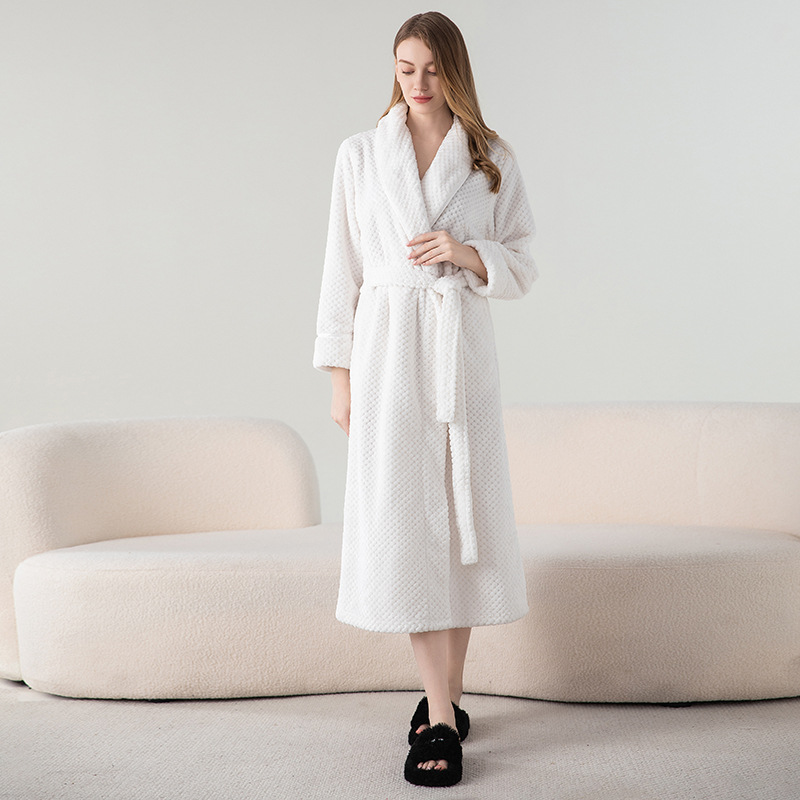Paar Bademantel Herren halb-Samt Schlafanzug Herbst Winter gepolstert verdickt langen Bademantel Damen Heimat tragen Bademantel Frauen Universal-: Silber