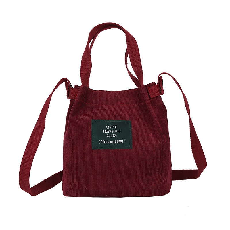 femmes sac à main dames velours côtelé sac à main épaule dames fourre-tout sac à main sacoche sac de messager sac de Shopping de rue: Rouge