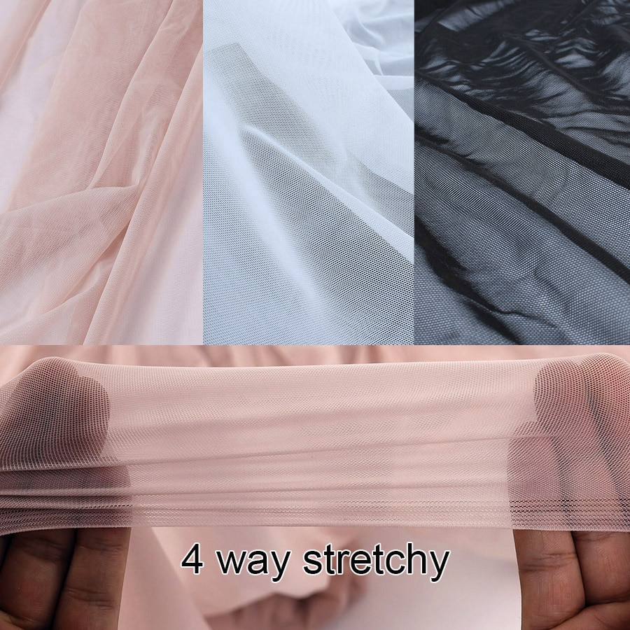 Superfijne Nylon 4 Way Stretch Spandex Mesh Stof Ondergoed Kousen Knit Netto Naakt Flesh Kleur Hoog-elastische Door Yard