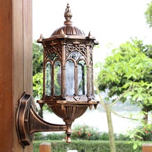 Antieke Buitenmuur Lichtpunt Aluminium Glas Lantaarn Outdoor Tuin Lamp