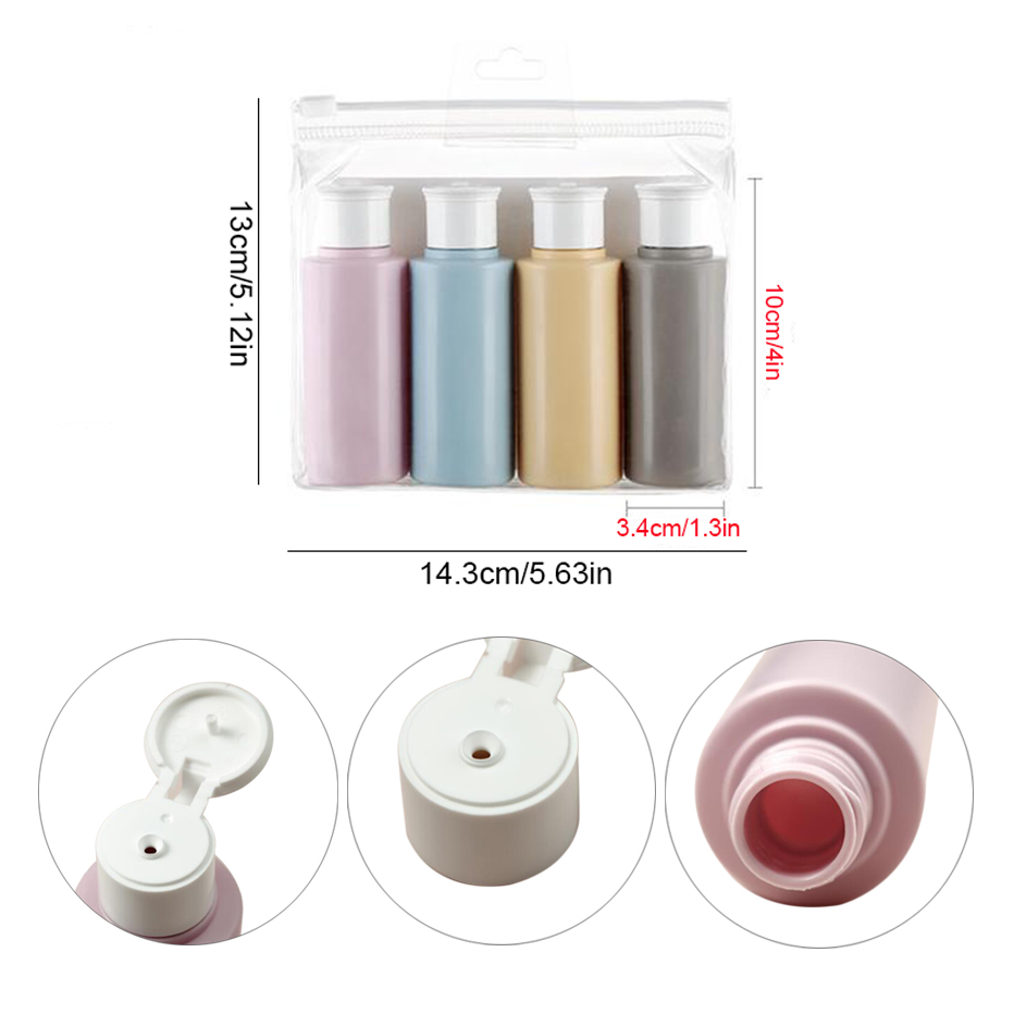 4 stk bærbare tomme flasker rejse shampoo lotion shower gel sæbedispenser flasker genanvendelig silikone genopfyldelig beholder