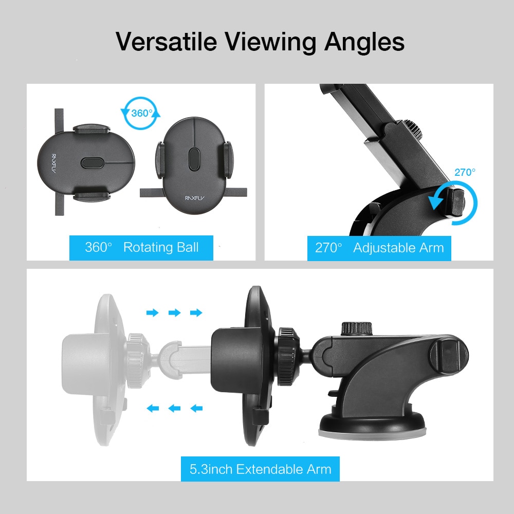 RAXFLY Voorruit Mount Auto Telefoon Houder Voor Telefoon in Auto Voor Samsung S9 360 Rotatie Autohouder Voor iPhone Telefoon stand Ondersteuning