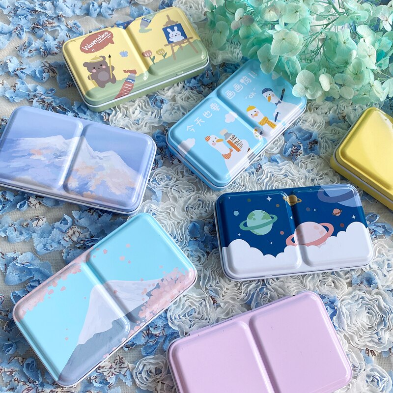 Aquarel Verf Doos 12/24 Kleur Sub-Verpakking Lege Doos Platte Bodem Acryl Verf Doos Schilderij Draagbare Doos