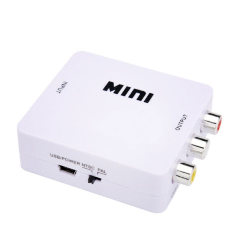 HDMI-compatible to AV HD 1080P TV composite digital signal audio video converter adapter support NTSC/PA format conversion: white