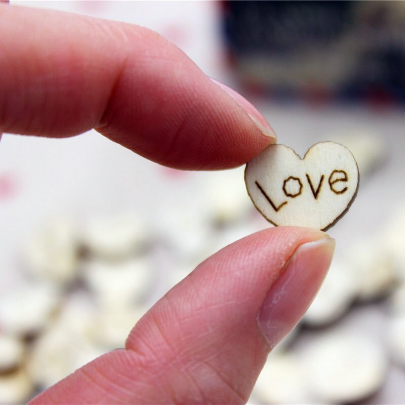 Kit de Scrapbooking en bois 1.8cm, lot de 10 pièces, cœur d&#39;amour naturel sans autocollants, matériel artisanal de mariage, saint-valentin, jouets DIY OEM