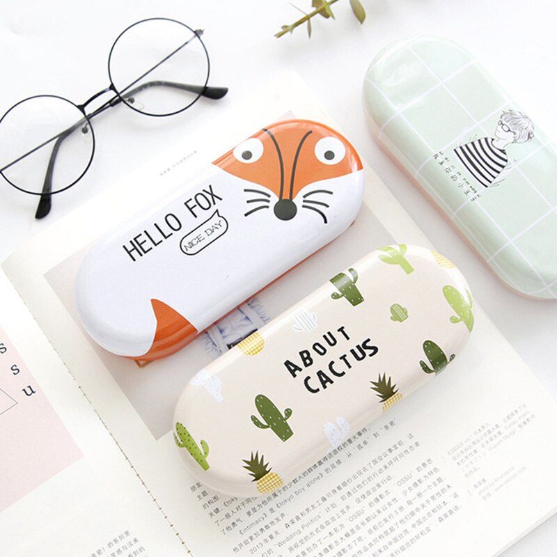 1PCS Top-grade Cartoon Metal Spectacle Cases for Eyeglasses Portable Rectangle Glasses Box Bag Eyewear Protector