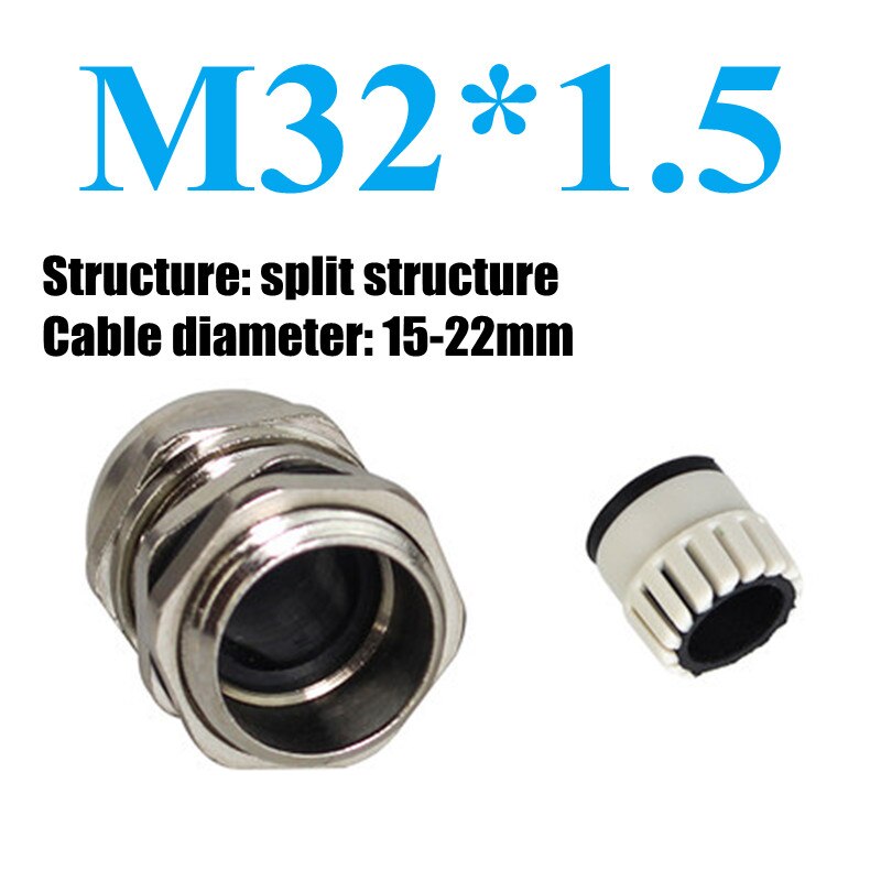 Waterproof Cable Gland Connector IP68 Nickel Plated Brass Metric Cable Split structure Fit 3-6.5mm to 18-25mm Cable: M32x1.5mm