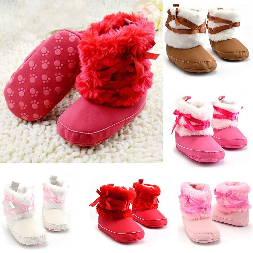 Neugeborenen Baby Mädchen Bowknot Schnee Stiefel Weiche Krippe Scheut Kleinkind stricken Faux Vlies Stiefel