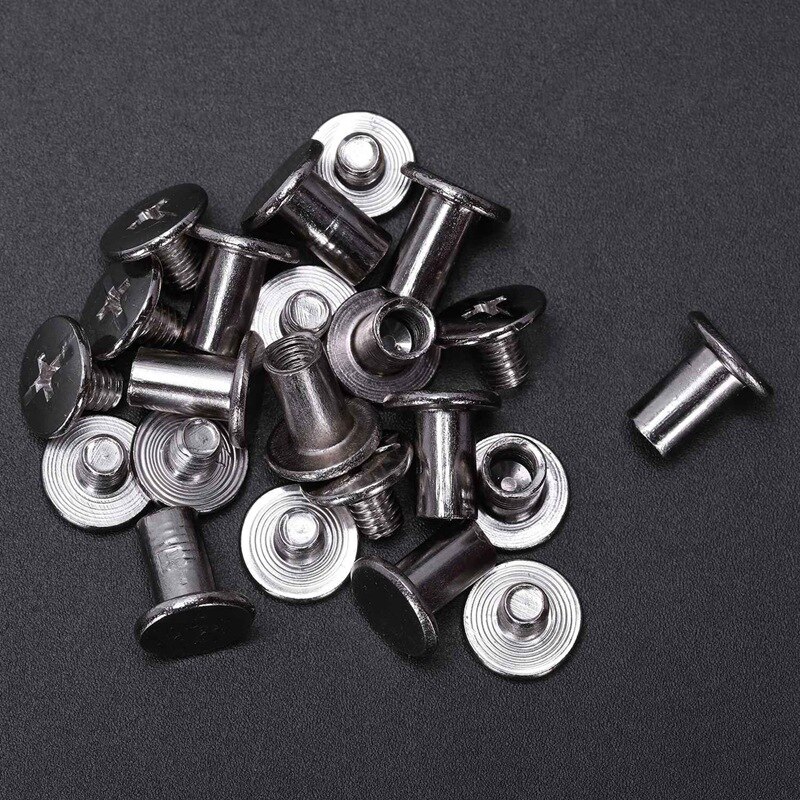 10Pcs Scrapbook 5mm x 8mm Nickel-Plated Binding Post Screw &amp; 10 Sets Leather Belt 5 x 6 mm Silver Screw Binding