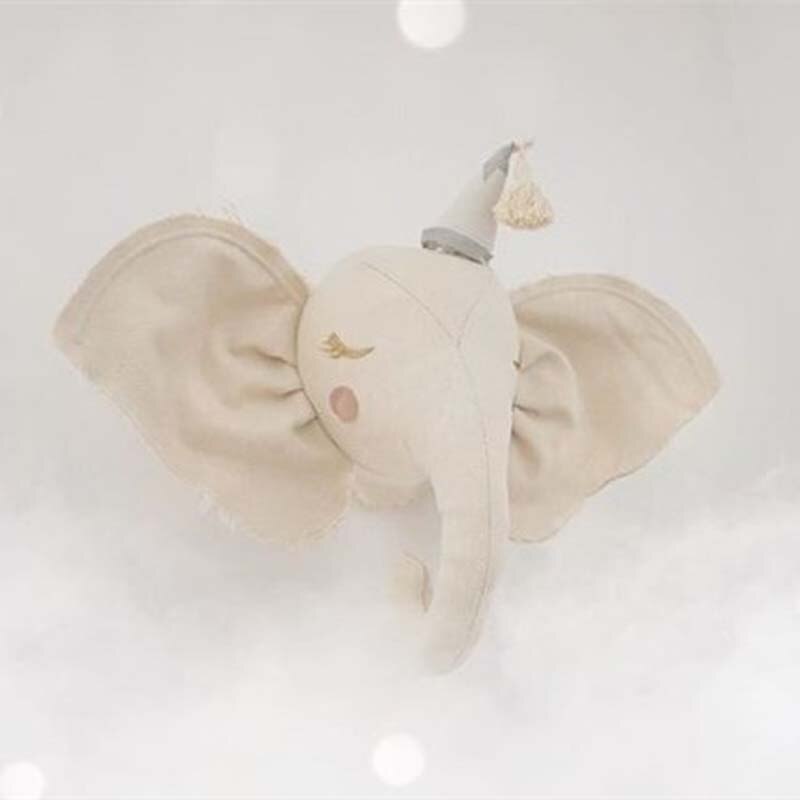 INS nordique tête en peluche 3D têtes d'animaux en peluche éléphant cygne tête tenture murale décor pour pépinière enfants fille chambre décoration: White Elephant
