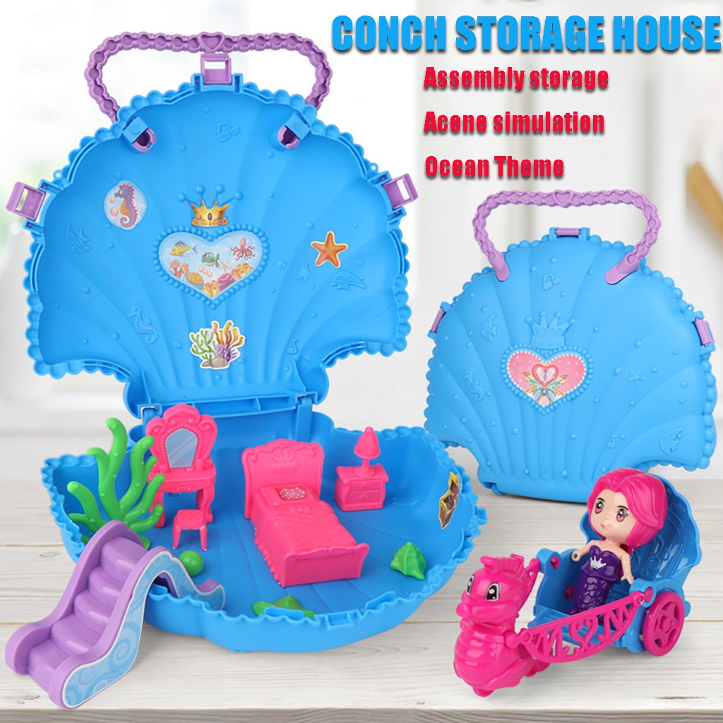 Prinses Pop Park Huis Spel Seashell Handtas Situatie Simulatie Speelhuis Storage Case Speelgoed Voor Kids Kerst Kids