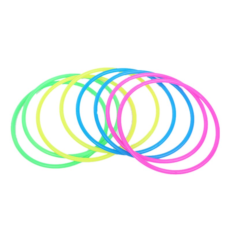 Juego de lanzamiento de anillo deportivo de plástico colorido brillante de 17,3 pulgadas para niños, juguetes apilados, anillo de juguete