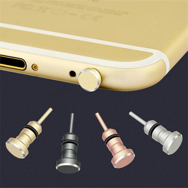 Metal Phone 2 in 1 Sim Card Tray Eject Pin Tool &amp; 3.5mm Earphone Jack Dust Plug Dustproof Cap Gadget For iPhone 6 6s5s xiaomi