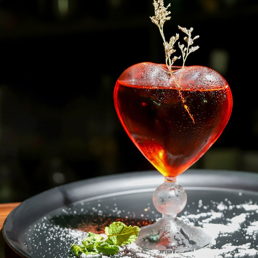 1PC Love Heart Cocktail Cup Heart-Shaped Glass Wine Cup Love Cocktail Glass Heart Shaped Glass Wine Glass Goblet