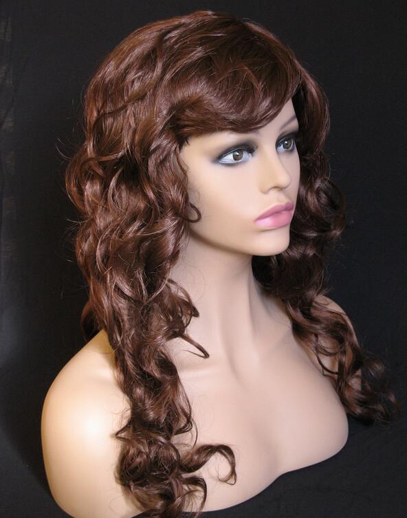 56cm female mannequin head display plastic bust,human hair mannequin head for wig,half-chest model M00508