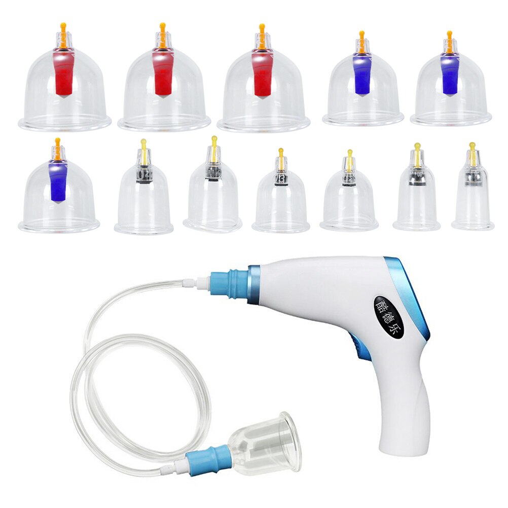 1 Set 12-Kan Elektrische Vacuüm Cupping Therapie Instrument Opladen Cupping Apparaat Body Vochtige Clearing Tool