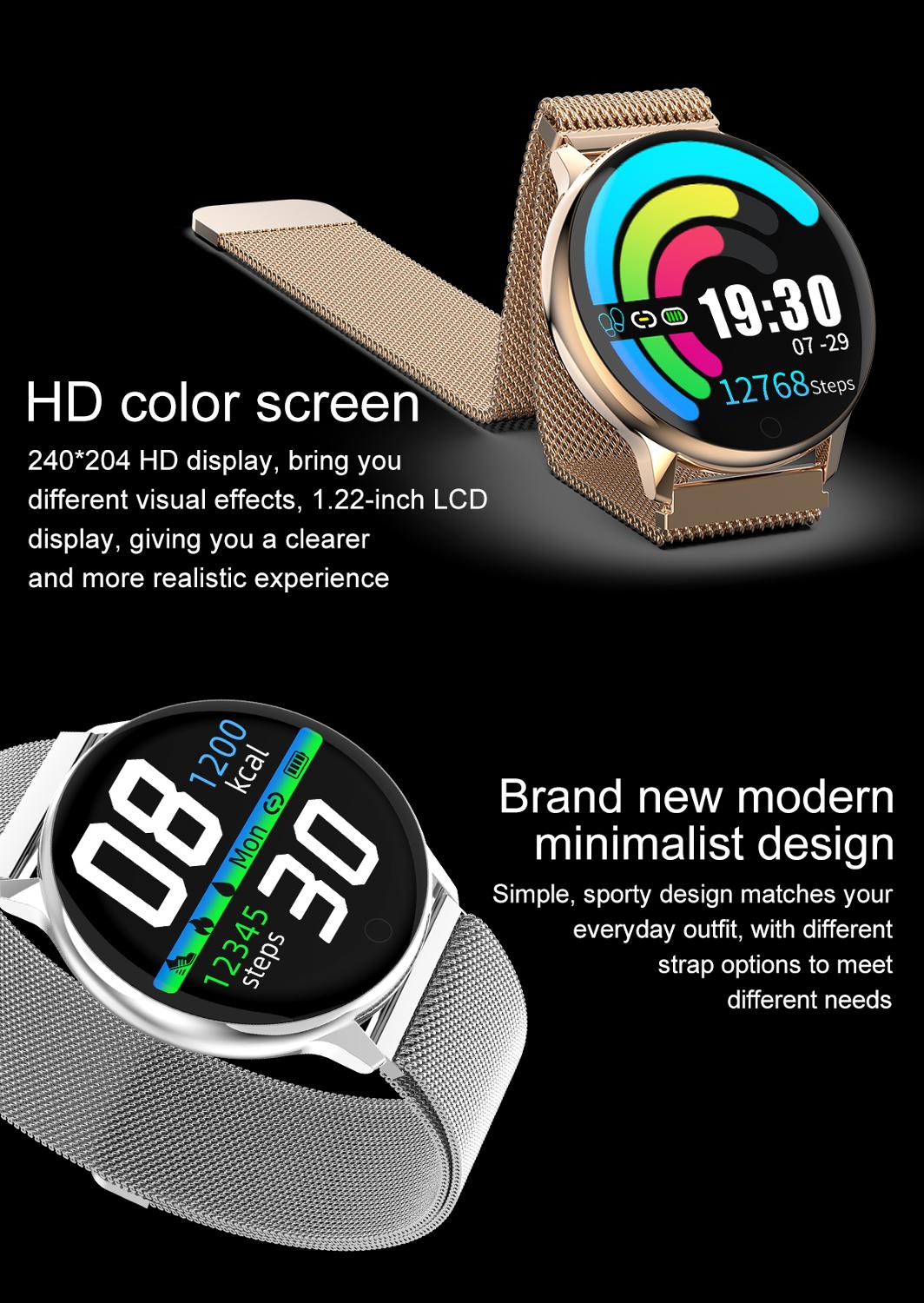 Smart ur kvinder mænd smartwatch til apple ios android electronics smart fitness tracker med silikone rem sportsure