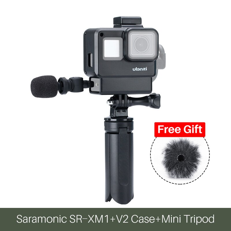 Saramonic sr -xm1 3.5mm trådløs mikrofon gopro vlog videomikrofon til gopro helt 7 6 5 dslr kameraer dji osmo handling osmo lomme: Med  v2 stativ