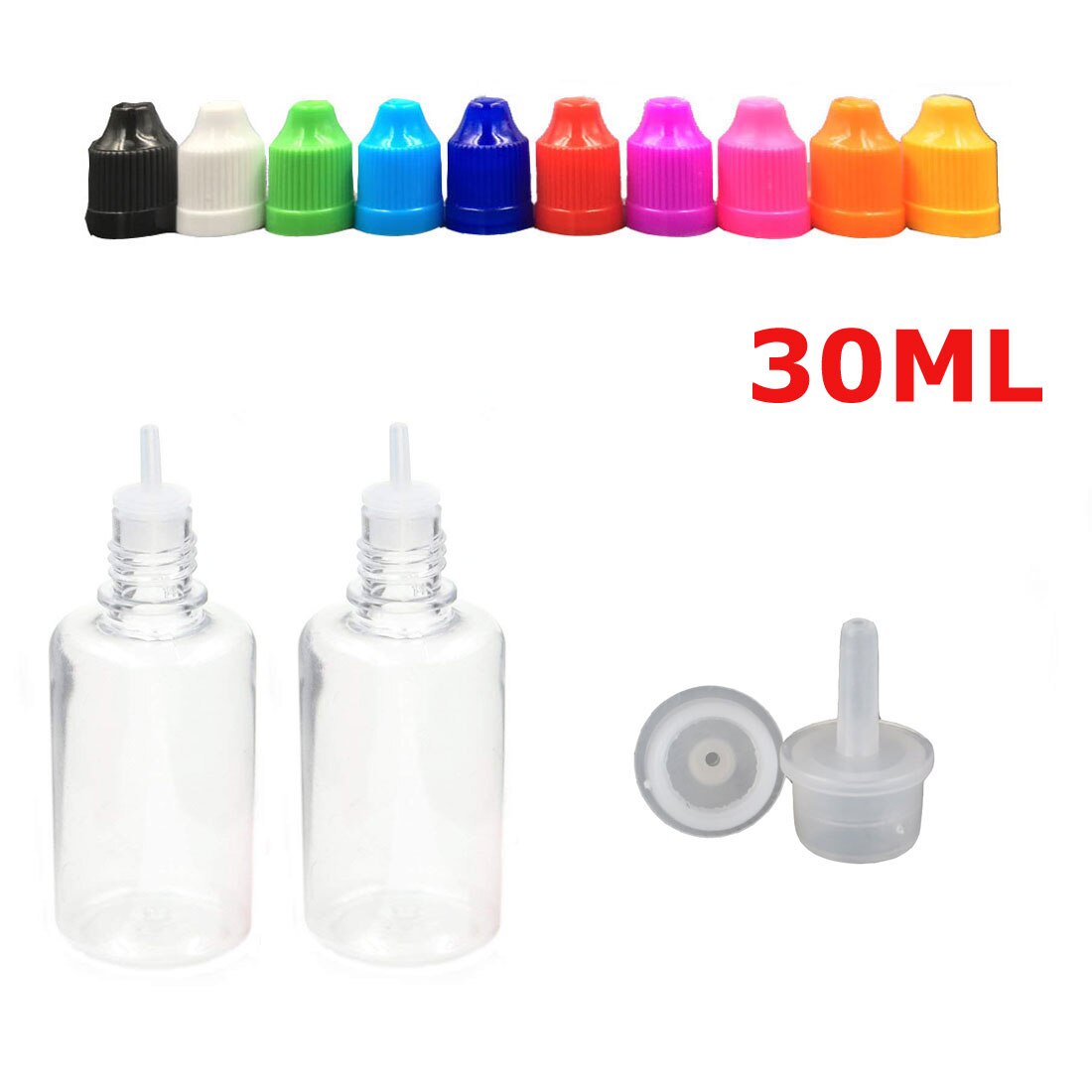 100 Stuks 3 Ml-100 Ml Pet Clear Dropper Flessen Lege Plastic Sap Eye Liquid Hervulbare Transparante Container Met caps Dropper Tip