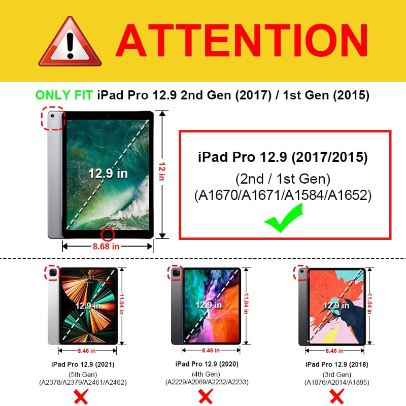 With Pencil Holder Case For iPad Pro 12.9 1st/2nd Generation Model A1584/A1652/A1670/A1671/A1821 Cover Slim Stand Capa