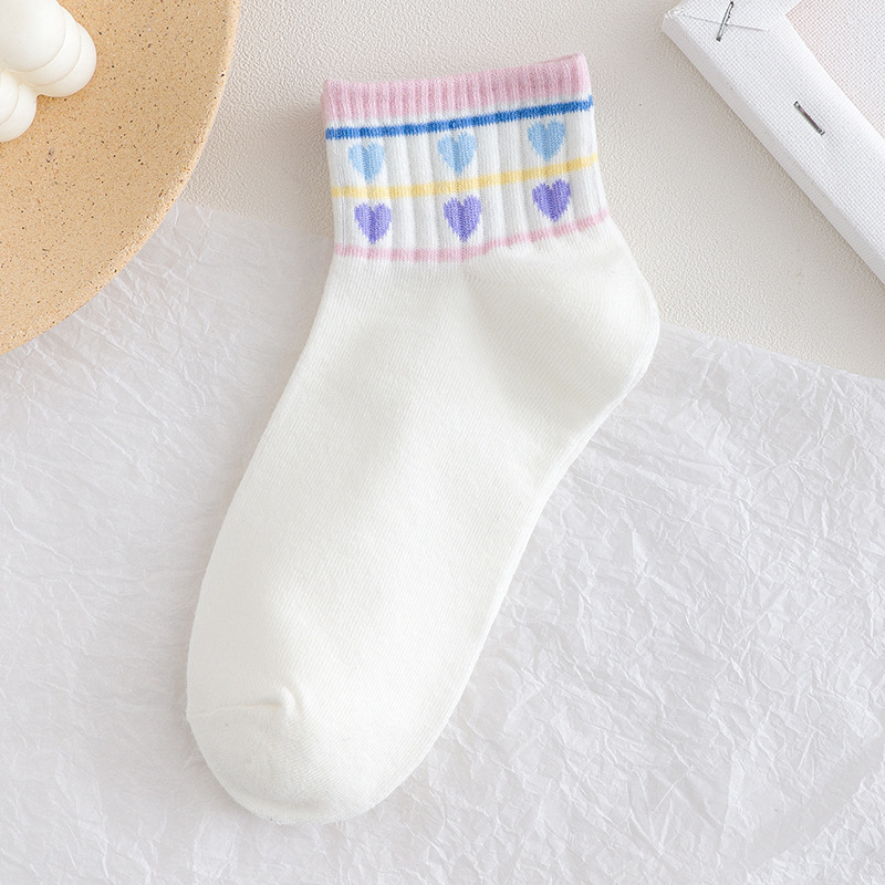 Calcetines cortos de algodón con estampado de arcoíris para mujer, medias de estilo Harajuku, con dibujo de fruta, fresa, primavera y verano: 10