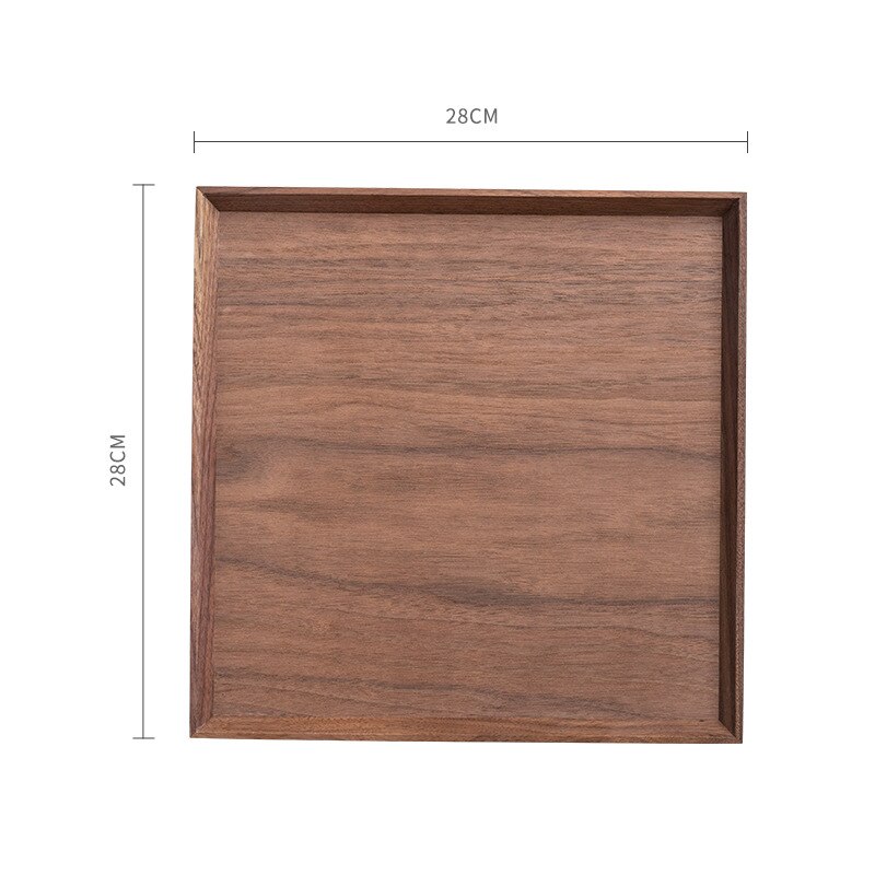Natürliche Schwarz nussbaum massivholz tablett rechteckigen tablett aus holz Japanischen geschirr haushalt obst tablett holz tablett Tee Tablett: 28x28
