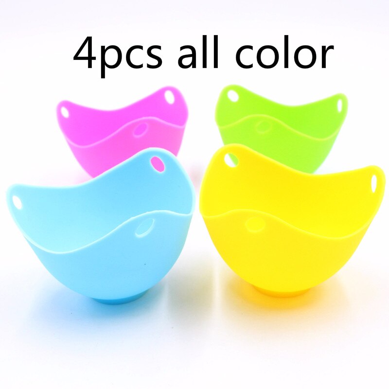 1/4pc Silicone Steamed Egg Bowl Multi-function Egg Box Egg Poacher Cookware Poached Baking Cup Kitchen Cookware Baking Mold: 4pcs all color