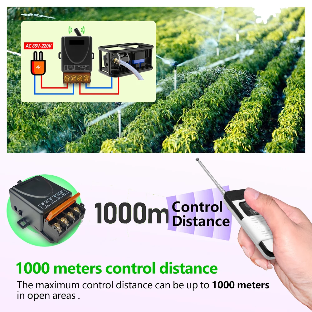 Bezprzewodowy pilot zdalnego sterowania RF433MHz AC 110V 220V 30A 1000 metrów Przekaźnik RF Odbiornik i nadajnik do lampy Wentylator urządzenia elektrycznego