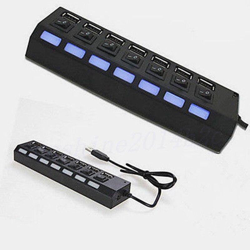 7 bærer usb lader høyhastighets usb 2.0 480 mbps hub med bryter bærbar usb splitter periferiutstyr tilbehør til datamaskin tslm 1