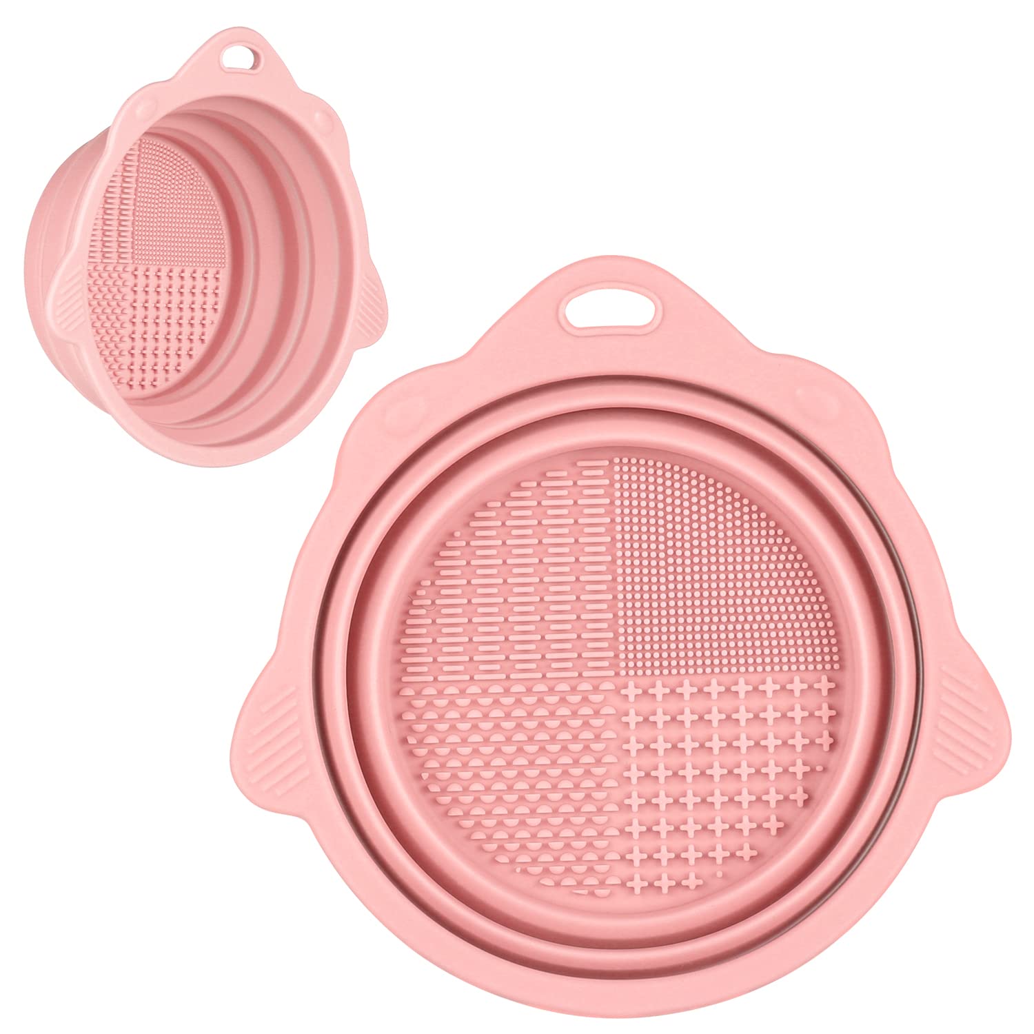 1pc Foldable Silicone Makeup Brush Cleaner Bowl - Portable Cleaning Tool for Brushes, Powder Puffs, and Sponges: Pink