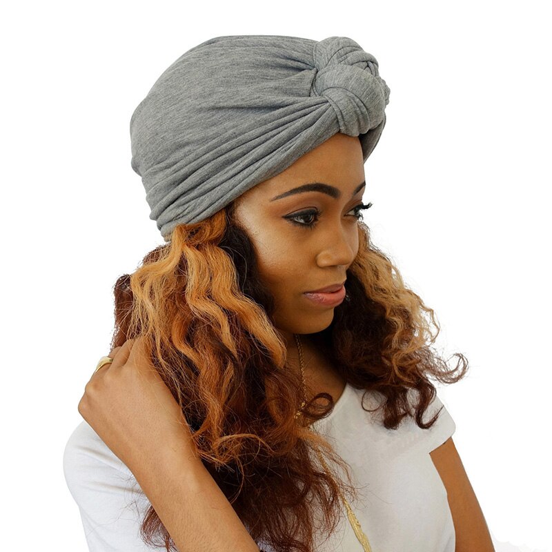 Turbante elástico de algodón para mujer, hiyab cruzado interior, gorro elástico musulmán, turbante liso para mujer