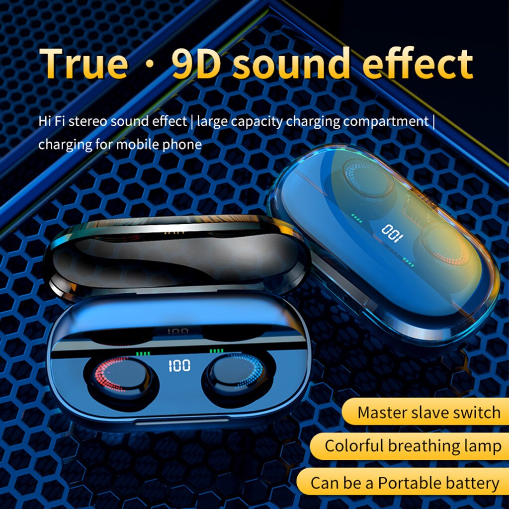 Microfoon Draadloze Koptelefoon Tws Hoofdtelefoon 9D Stereo Muziek Headset Bluetooth 5.0 Touch Oordopjes Met Opladen Doos