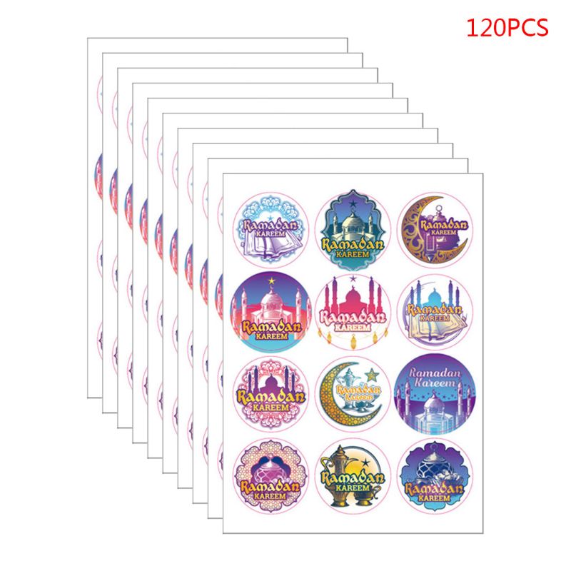 120Pcs Ramadan Stickers Eid Mubarak Geschenkdoos Label Papieren Zak Seal Sticker Ramadan Kareem Decoratie Baby Fotografie Stickers: 6