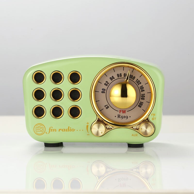 Vintage radio retro bluetooth 5.0 højttaler valnød træ fm radio med gammeldags klassisk stil stærk basforstærkning tf kort: Grøn