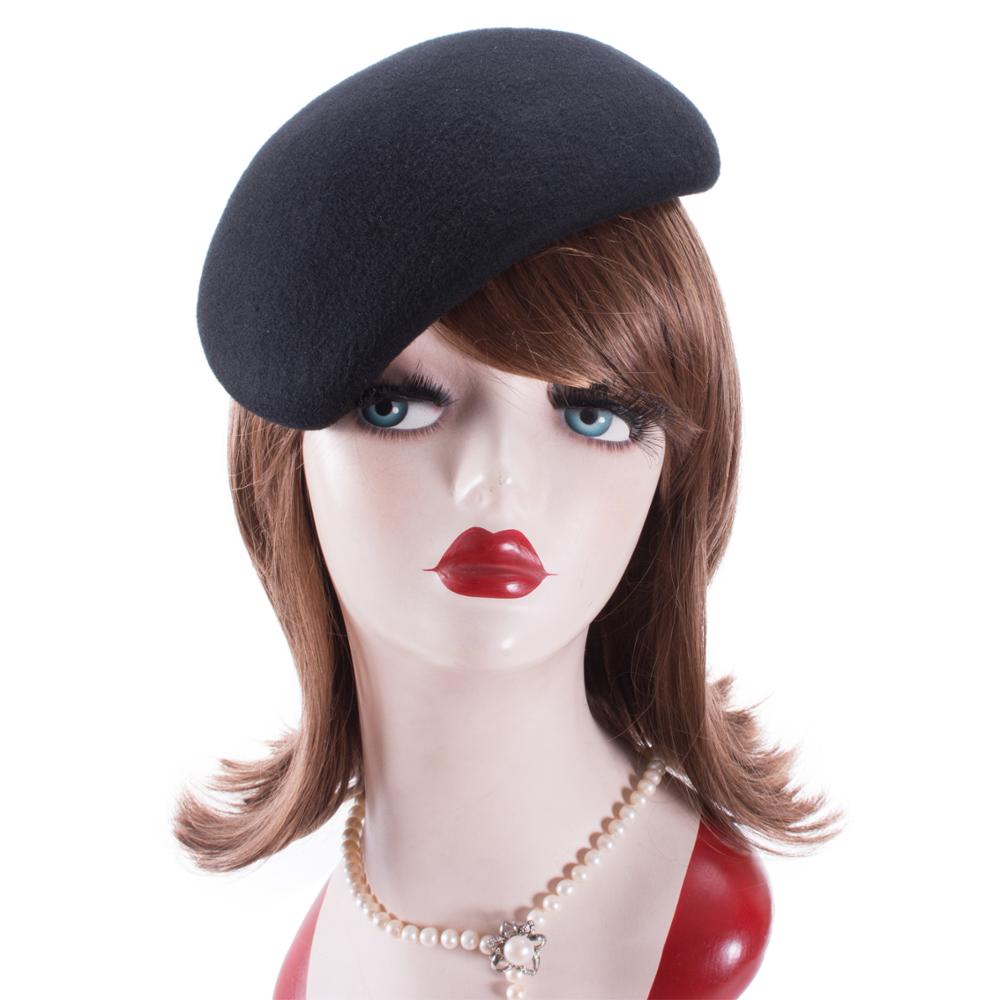 Lawliet-Sombrero de lana bloqueada con inclinación de fieltro para mujer, tocado para cóctel, sin recorte, Pillbox, Base de fieltro, A597