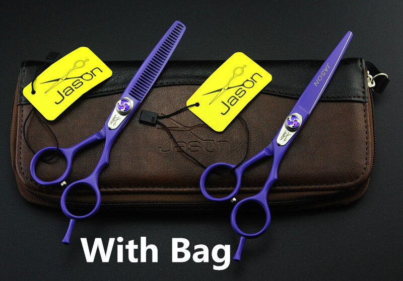 6 inch Brand Jason TOP GRADE Hairdressing Scissors JP 440C Barbers Cutting Scissors Thinning Shears Hair Scissors: One Pair With Bag