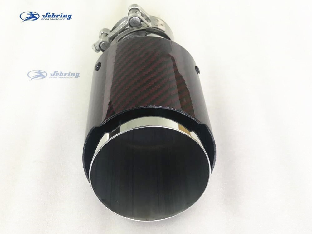 Remus Glossy Red Carbon Fiber Stainless steel Universal Automobile exhaust pipe Muffler Pipe carbon fiber exhaust tips