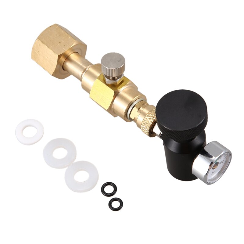 JEYL CO2 Carbonator Cylinder Tank Refill Adapter Adaptor Filling Station Co2 Cylinder Refill Adapter W21.8 EU Gauge