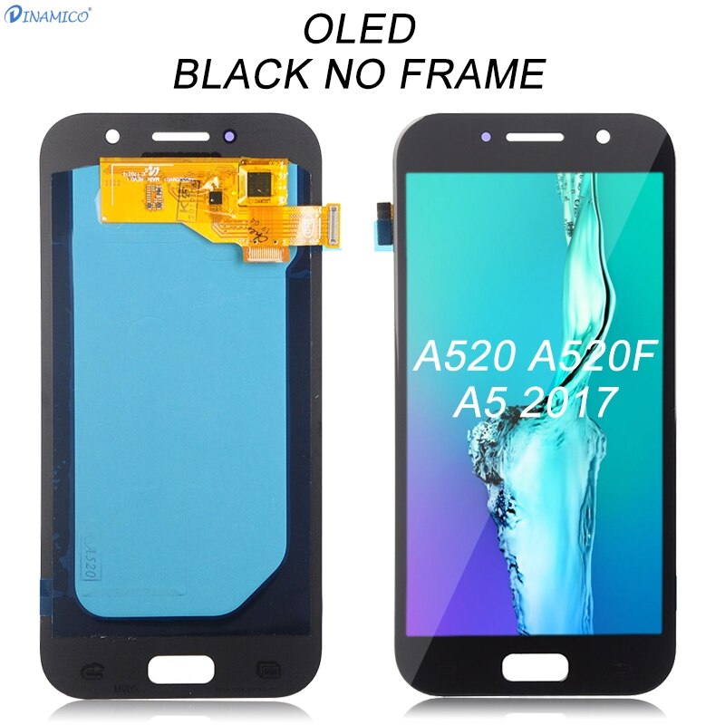 Dinamico A520 Display Voor Samsung Galaxy A5 Lcd A520F Display Touch Screen Digitizer Panel Assembly Met Frame: OLED Black