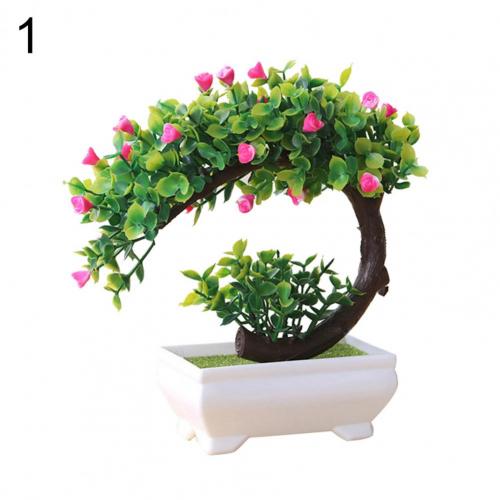 Kunstmatige Plastic Bonsai Nep Planten Bloem Bruiloft Home Decor Tuin Hotel Ingemaakte Kunstmatige Nep Plastic Bonsai Plant Boom: 1